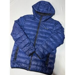 Roots Canada Womens Blue 700 Fill Down Puffer Coat Sz XS Warm Cozy Full Zip Hood